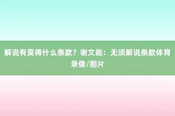 解说有莫得什么条款？谢文能：无须解说条款体育录像/图片