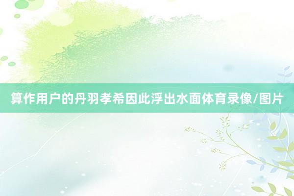 算作用户的丹羽孝希因此浮出水面体育录像/图片