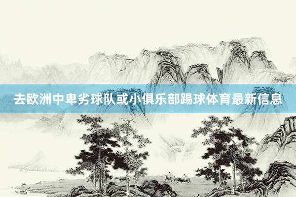 去欧洲中卑劣球队或小俱乐部踢球体育最新信息