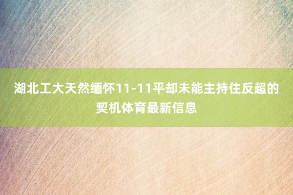 湖北工大天然缅怀11-11平却未能主持住反超的契机体育最新信息